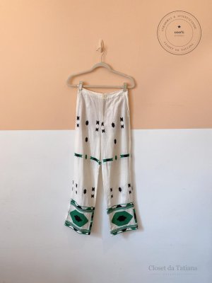 Calça Bordados Linho Zara | Tam: P