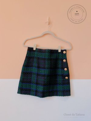 Saia Tweed Botões Zara Verde | Tam: P