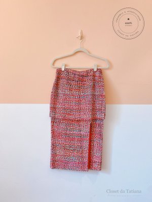 Saia Midi Tweed Mixed Rosa | Tam: 34