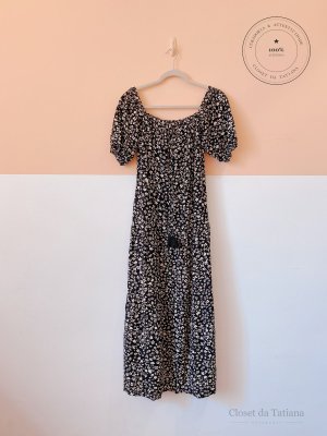 Vestido Florido Animale Preto | Tam: 36