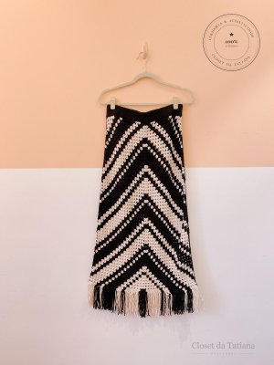 Saia Midi Tricot Franjas Bossa Nova | Tam: M