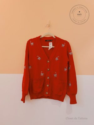 Tricot Gatos Bordados J. Chermann Vermelho | Tam: PP