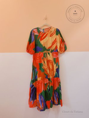 Vestido Midi Florido Farm Colorido | Tam: G