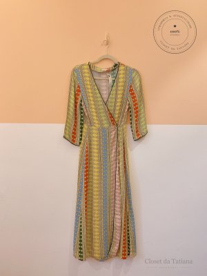 Vestido Midi Estampado Botões Uterque | Tam: P