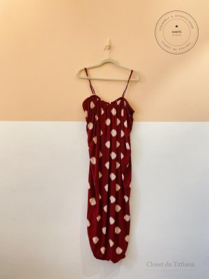 Vestido Midi Estampado Maria Filó Vinho | Tam: G