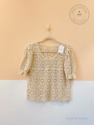 Blusa Crochet Bege | Tam: M