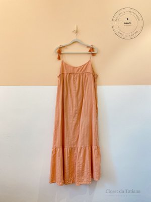 Vestido Midi Salmão Maria Filó | Tam: G