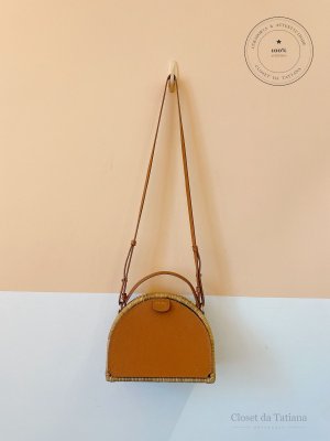 Bolsa Palha Couro Meia Lua Waiwai