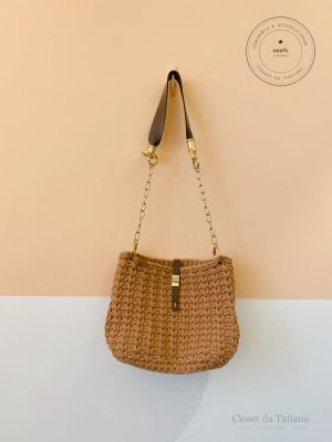Bolsa Crochet Alça Corrente Nó De Malha