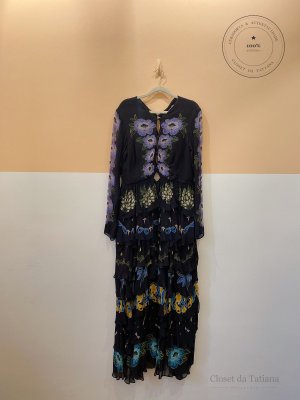 Vestido Camadas Flores Farm Rio Preto | Tam: M