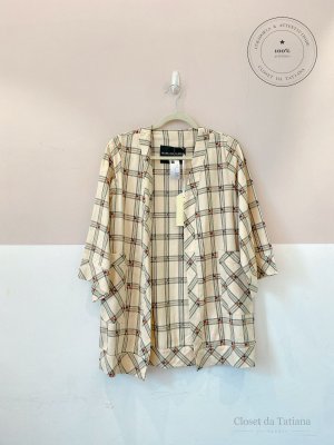Kimono Xadrez Mariana Áurea Bege | Tam: M