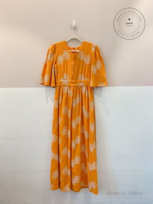 Vestido Midi Bordado Ahka Laranja | Tam: M