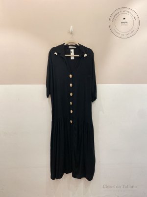 Vestido Midi Conchas Valônia Véras Preto | Tam: G