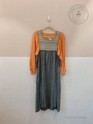 Vestido Midi Peito Bordado Julia Golldenzon | Tam: M