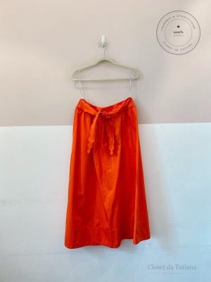 Saia Midi Com Faixa Maria Filó Suíte M/G - Laranja