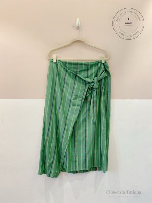 Saia Midi Estampada Absolutti Verde | Tam: 42