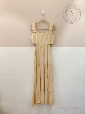Vestido Midi Recorte Luksa Bege | Tam: M