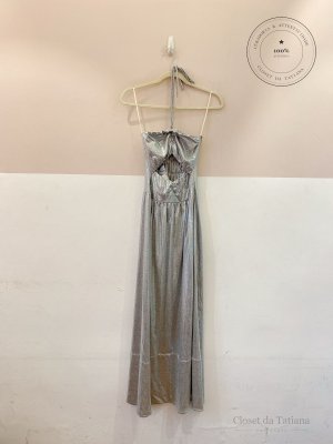 Vestido Midi Metalizado Caché Prata | Tam: M