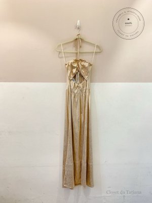 Vestido Midi Metalizado Rosê Caché | Tam: 34