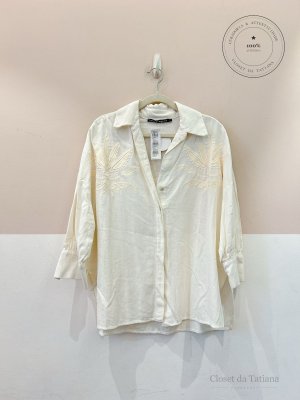 Camisa Linho Bordada Maria Filó | Tam: P