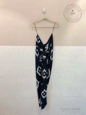 Saia Midi Marinho Estampada Maria Filó | Tam: M