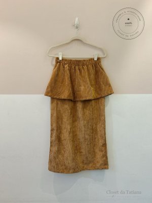 Saia Veludo Cotelê Peplum Valônia Veras | Tam: M