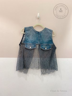 Colete Jeans Renda Zara | Tam: G