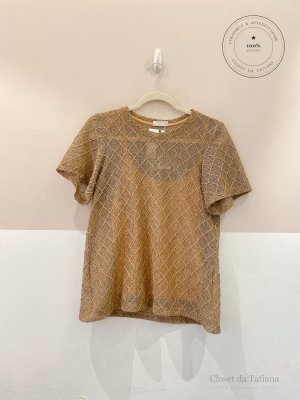 Blusa Tecido Bordado Ideologic Marrom | Tam: M