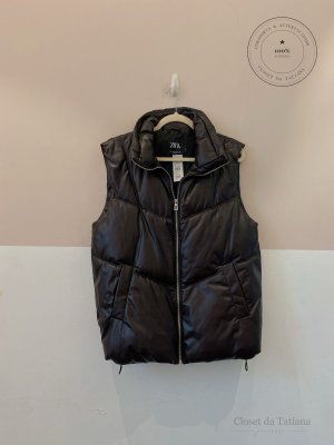 Colete Couro Fake Zara Marrom | Tam: P