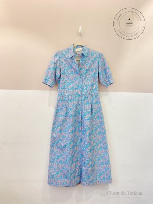 Vestido Midi Floral Cris Barros Azul | Tam: 36