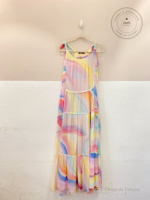 Vestido Longo Amplo Mixed Colorido | Tam: 40
