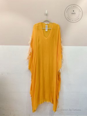 Vestido Midi Plumas The Lilie Laranja | Tam: 40