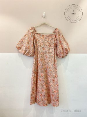 Vestido Midi Floral Manga Karamello | Tam: P