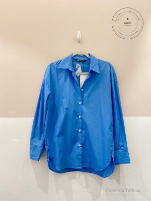 Camisa Social Abertura Costas Zara Azul | Tam: M