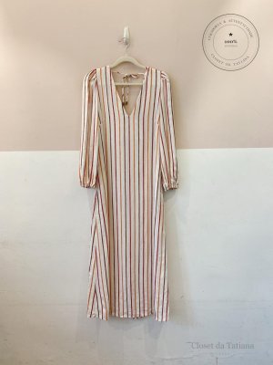 Vestido Midi Listrado Mixed | Tam: 34