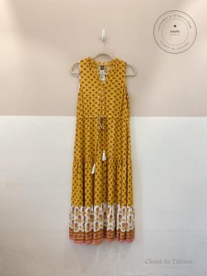 Vestido Midi Floral Amarelo | Tam: P