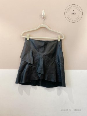 Minissaia Couro Babado Ateen Preta | Tam: 36