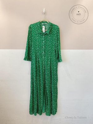 Vestido Midi Pintinhas Zara Verde | Tam: GG