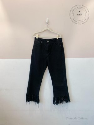 Calça Sarja Franjas Farm Preta | Tam: 42