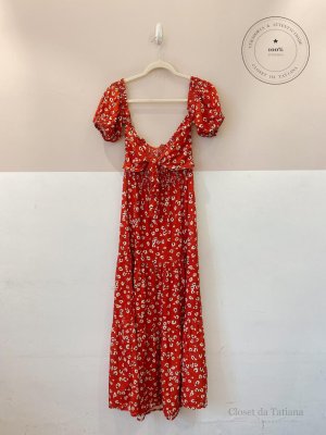 Vestido Midi Floral Maria Filó Vermelho | Tam: M