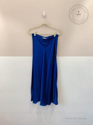 Saia Midi Acetinada Zara Azul | Tam: M