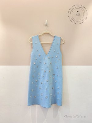 Vestido Pedrarias Zara Azul | Tam: P