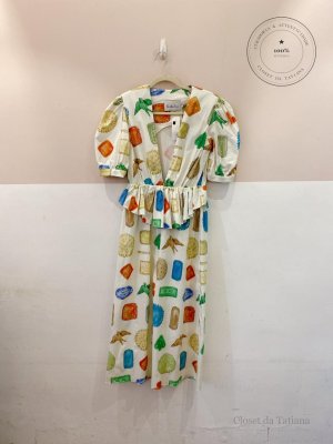 Vestido Midi Estampado Peplum Lo De Loui | Tam: PP