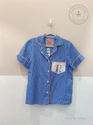 Pijama Vichy Ps. 61 Bordado Azul | Tam: P