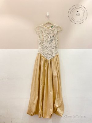Vestido Bordado Farm Bege | Tam: P