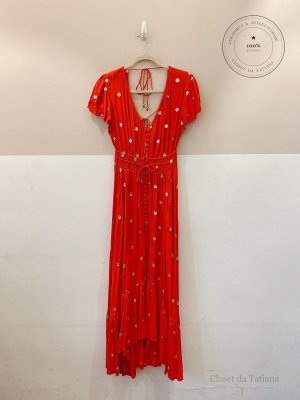 Vestido Midi Melancia Bordado Christina Costa | Tam: M