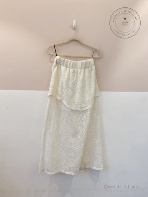Saia Midi Tela Mixed Off-White | Tam: PP