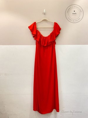 Vestido Narcisa Longo Seda Heckel Verri Vermelho | Tam: 40