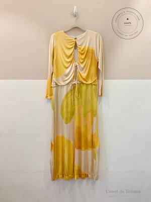 Vestido Midi Recortes Lo De Lui Amarelo | Tam: P