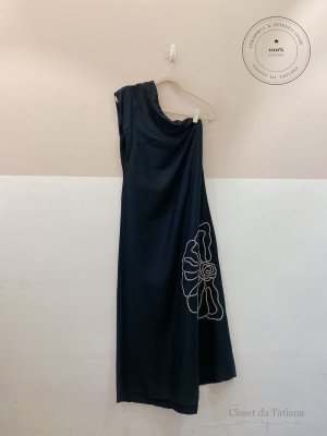 Vestido Um Ombro Só Bordado Cacy Preto | Tam: M